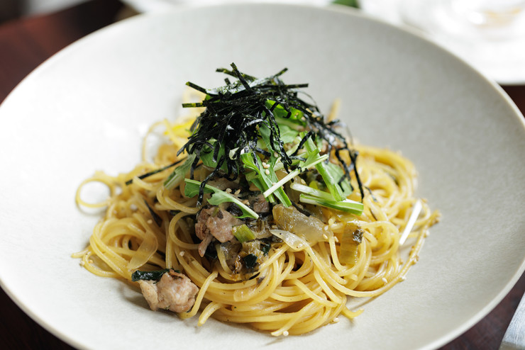 柚子香る！豚薄切り肉の和風パスタ